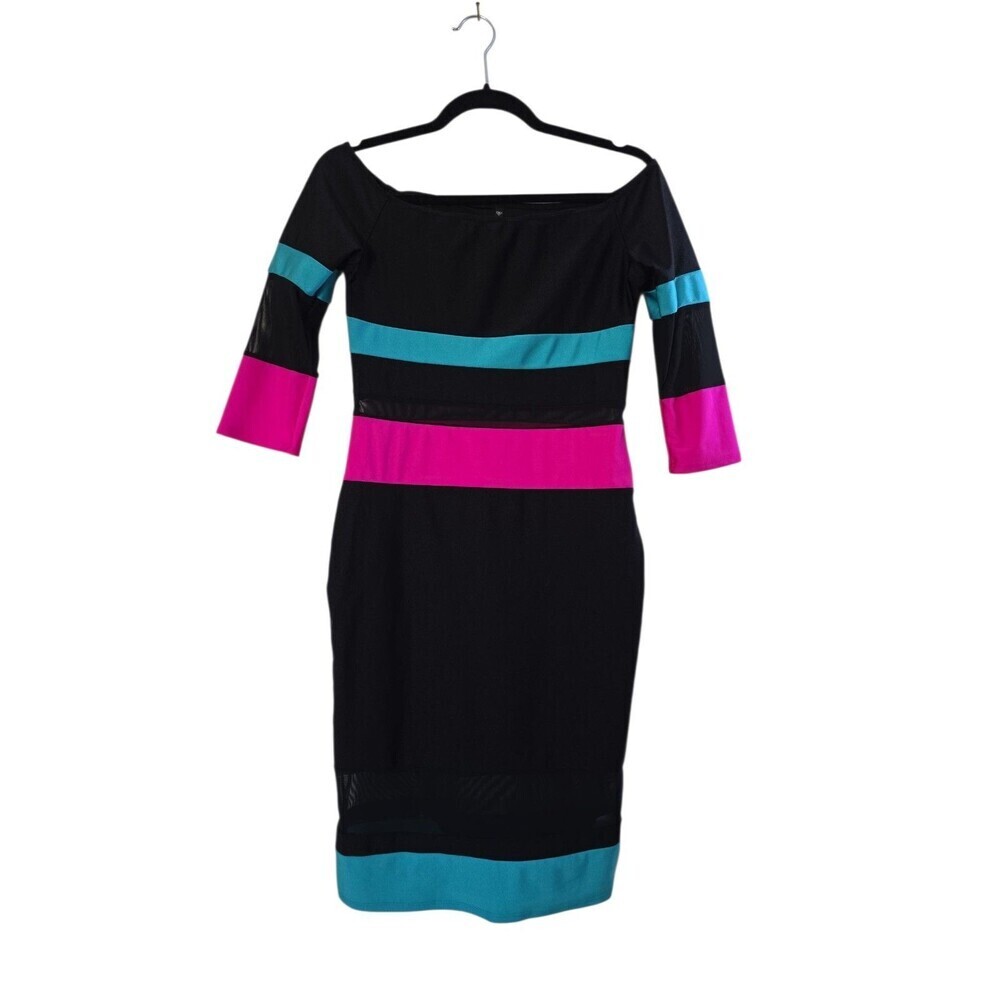 love culture dress Size Large Black Striped See-through